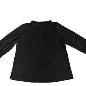 Women’s Black Tan Polka Dot Long Sleeve Blouse Mock Neck Adrianna Papell 1x
